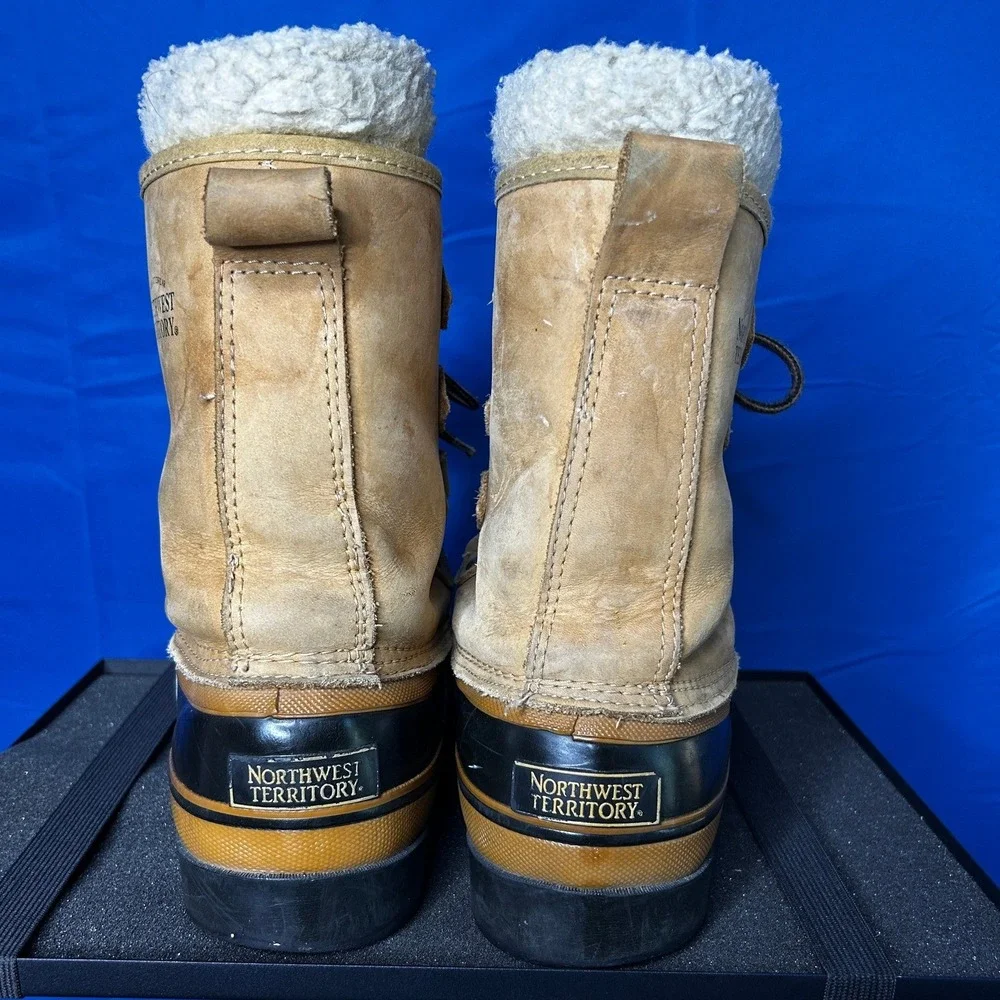 Vtg Northwest Territory Mens Leather Steel Shank Snow Boot 9 Waterproof Outdoor